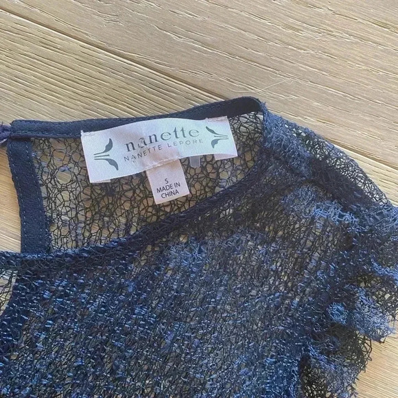 Nanette lepore pleated tank top navy blue small - Picture 2 of 5